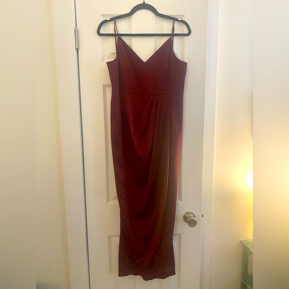 Express burgundy formal full length dress like new!
